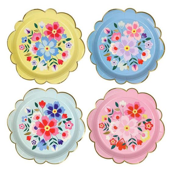 Bright Floral Large Plates