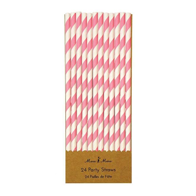 Pink & White Party Straws