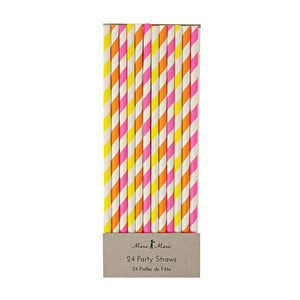 Neon Stripe Party Straws