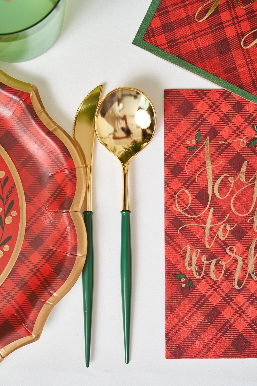 Emerald & Gold Bella Assorted Plastic Cutlery/24PC