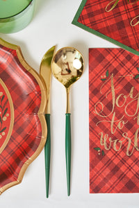 Emerald & Gold Bella Assorted Plastic Cutlery/24PC