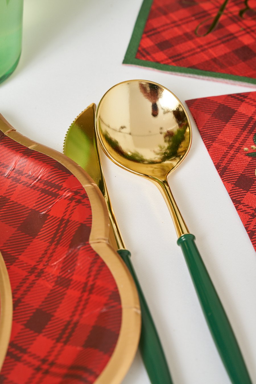 Emerald & Gold Bella Assorted Plastic Cutlery/24PC