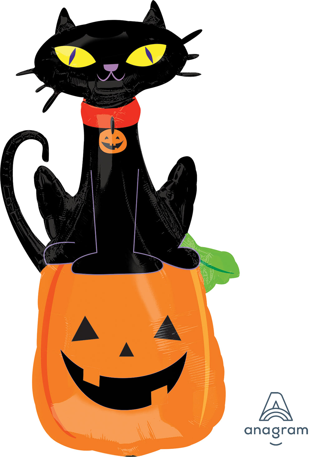 Black Cat on Pumpkin Balloon