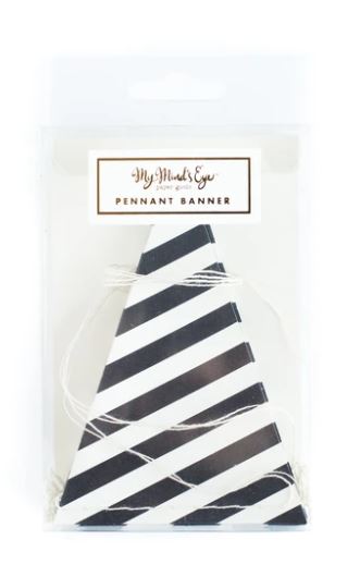 Black & Cream Striped Pennant Banner