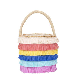 Raffia Fringed Woven Straw Bag