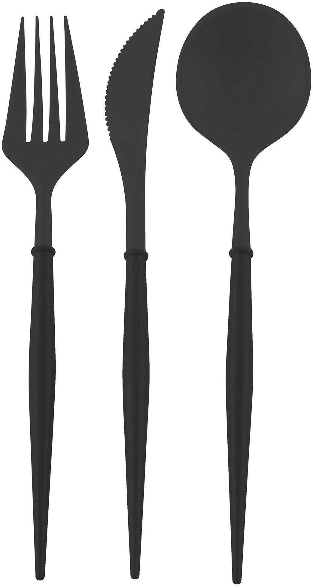 All Black Bella Assorted Plastic Cutlery 24PC