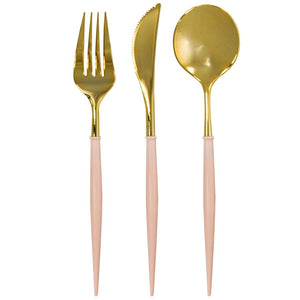 Blush & Gold Bella Assorted Plastic Cutlery/24PC