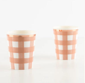 Burnt Orange Gingham Cups