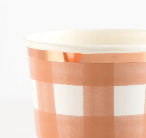 Burnt Orange Gingham Cups