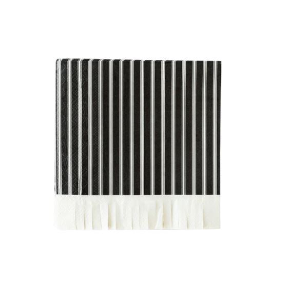 Ephemera Halloween Black Ticking Fringe Napkins