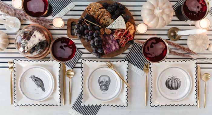 Ephemera Halloween Black Ticking Fringe Napkins