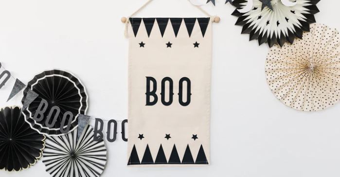 Vintage Halloween Boo Canvas Banner