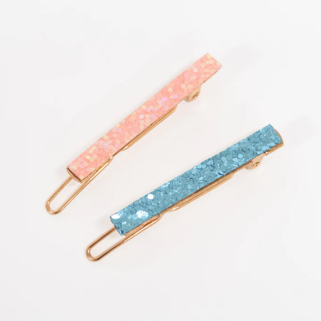 Glitter Rainbow Hair Clips (x 6)