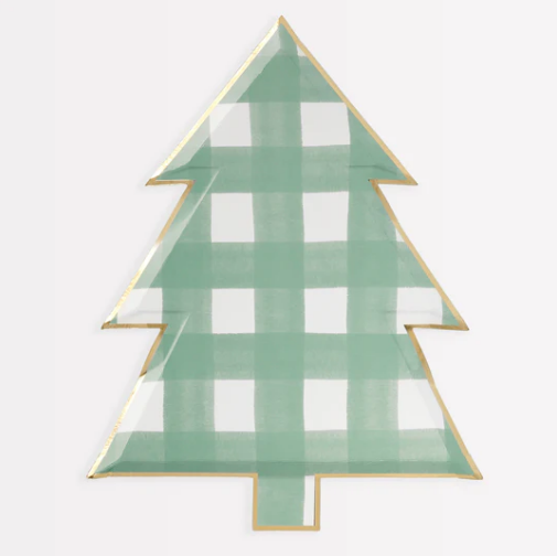 Green Gingham Tree Plates