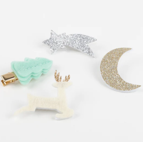 Felt & Glitter Icon Hair Clips (x 4)