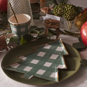 Green Gingham Tree Plates