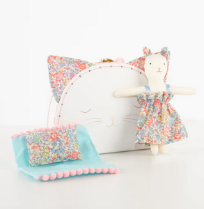 Floral Kitty Mini Suitcase Doll