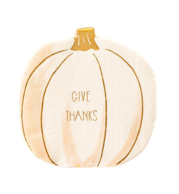 Give Thanks Pumpkin Shaped 5" Napkin