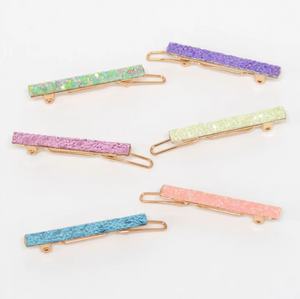 Glitter Rainbow Hair Clips (x 6)