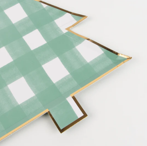 Green Gingham Tree Plates