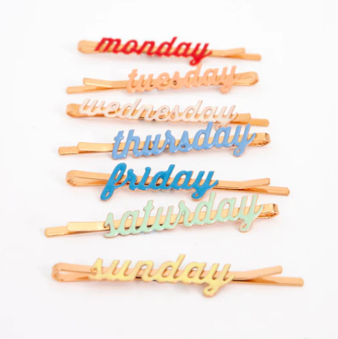 Enamel Week Day Hair Slides