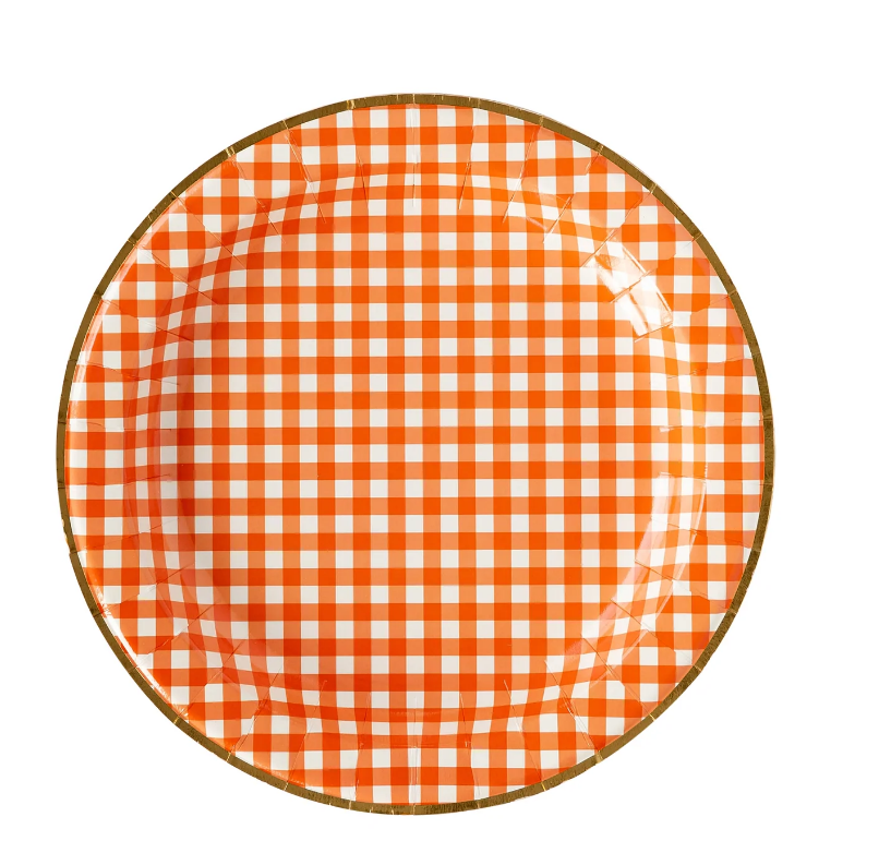 Harvest Orange Gingham Check 11" Plate