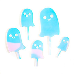 Iridescent Ghosts Halloween Acrylic Cake Topper