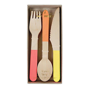 Neon Wooden Cutlery Set