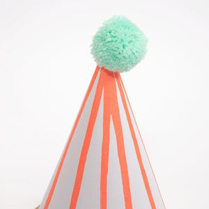 Stripe Pompom Party Hats