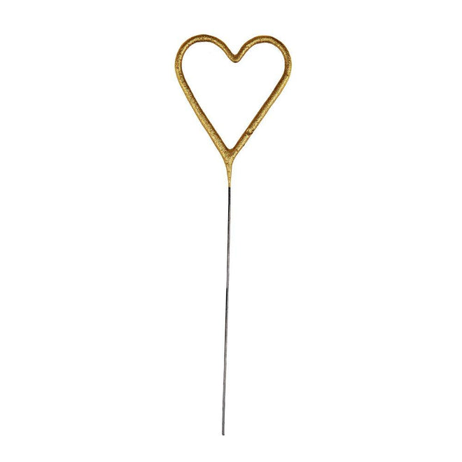 Gold Sparkler Heart Candle