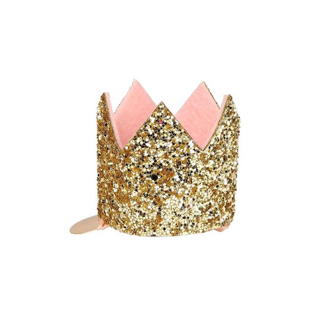 Mini Gold Glitter Crown Hair Clip