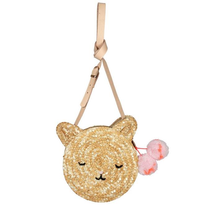 Cat Cross Body Straw Bag