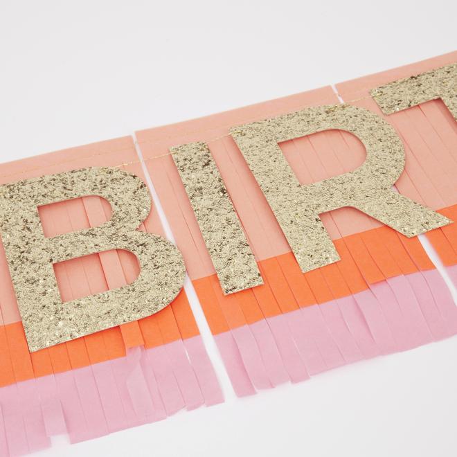 Pink Happy Birthday Fringe Garland