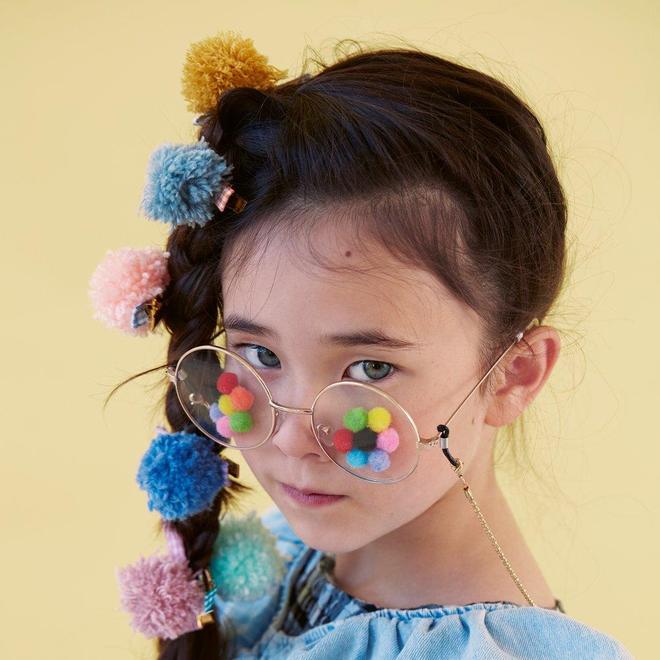 Gingham & Big Pompom Hair Clips