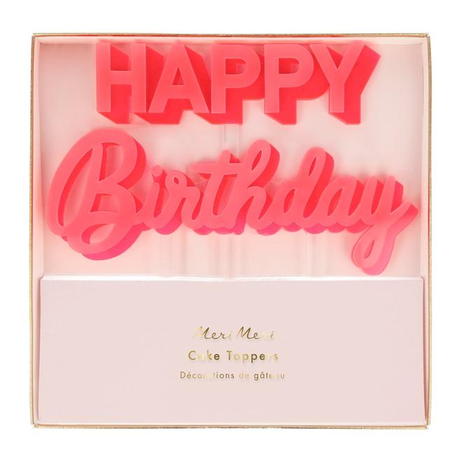 Happy Birthday Pink Acrylic Toppers