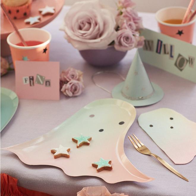 Pastel Halloween Ghost Plates