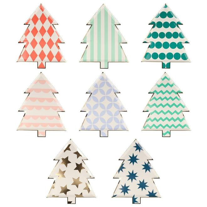 Patterned Christmas Tree Plates