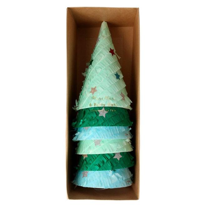 Fringed Christmas Tree Party Hats