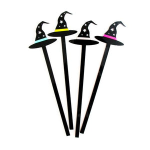 Acrylic Witch Hat Drink Stirrers - Halloween Cocktail Stirrer Set