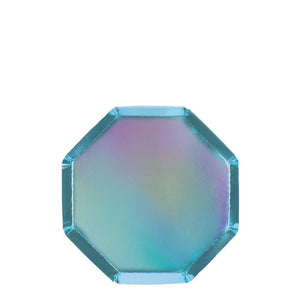 Holographic Blue Cocktail Plates