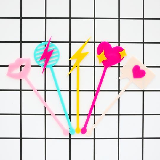 Acrylic Valentine Drink Stirrers