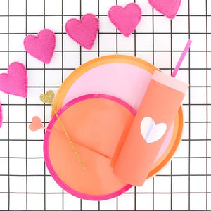 Color Blocked Paper Plates Strawberry/Light Pink