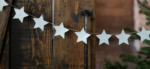 Winter White Glitter Stars Banner