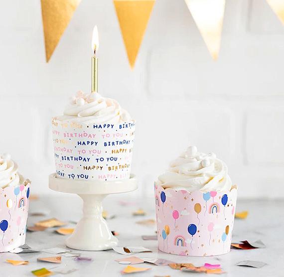 Happy Birthday Baking Cups: Balloons + Rainbows