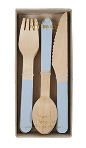 Blue Wooden Cutlery Set