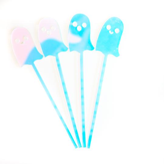 Acrylic Iridescent Ghost Drink Stirrers - Halloween Cocktail Stirrer Set