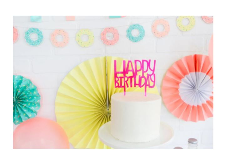 Neon Happy Birthday Cake Topper