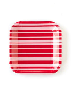 Red & Pink Striped 9" Plate