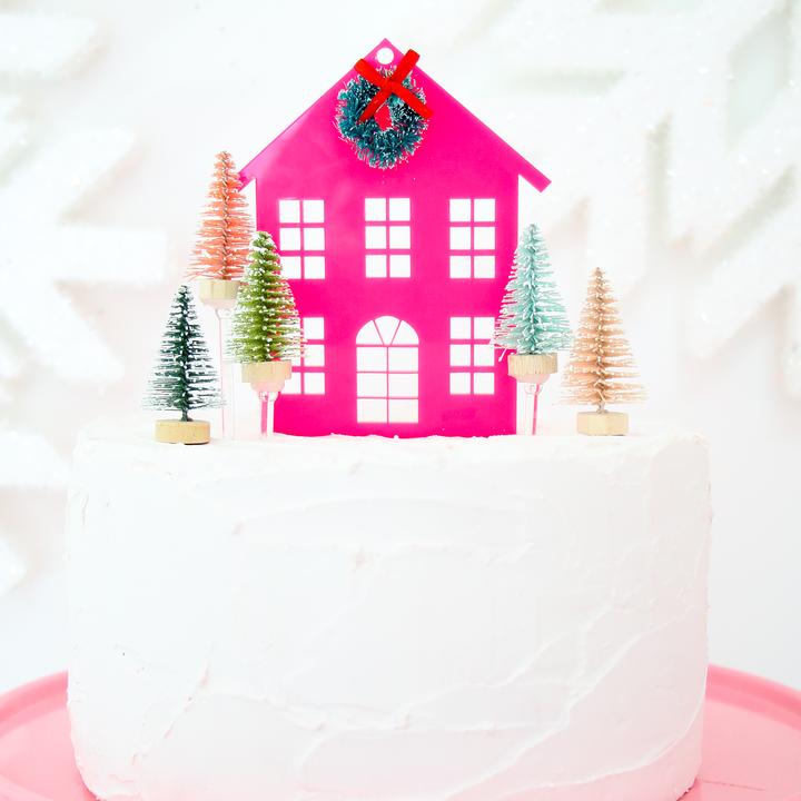 Holiday House Acrylic Christmas Cake Topper