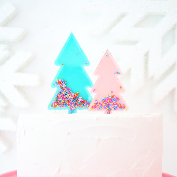 Tree Sprinkle Shaker Acrylic Christmas Cake Toppers